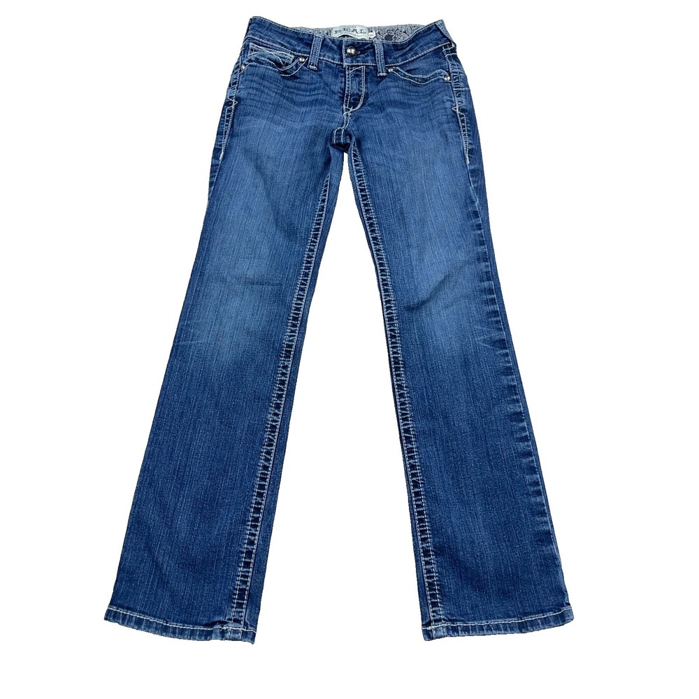Ariat Jeans Women 28 Low Rise Straight Leg Mid Rise Blue Denim Western - Picture 1 of 13